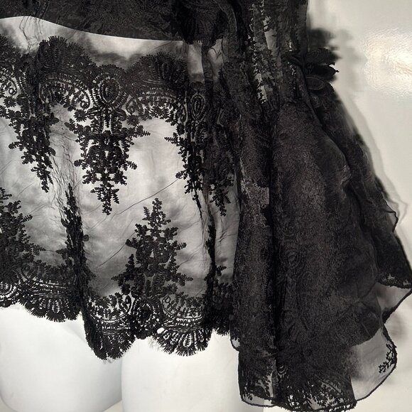 N by Nancy SZS Black Lace Sheer Blouse Boho Dark Romance Feminine Whimsigoth - Picture 4 of 8